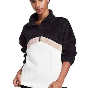 Colsie Tri-Color Sherpa Cozy Pullover 1/4 Zip
